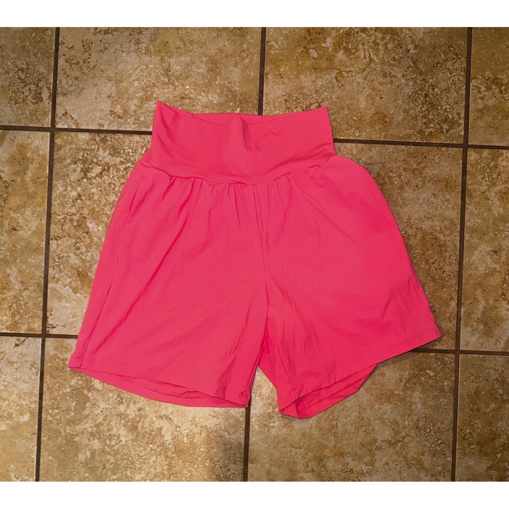 Halara Women Longer Inseam Pink High Waisted Active Shorts Side Pockets Size M